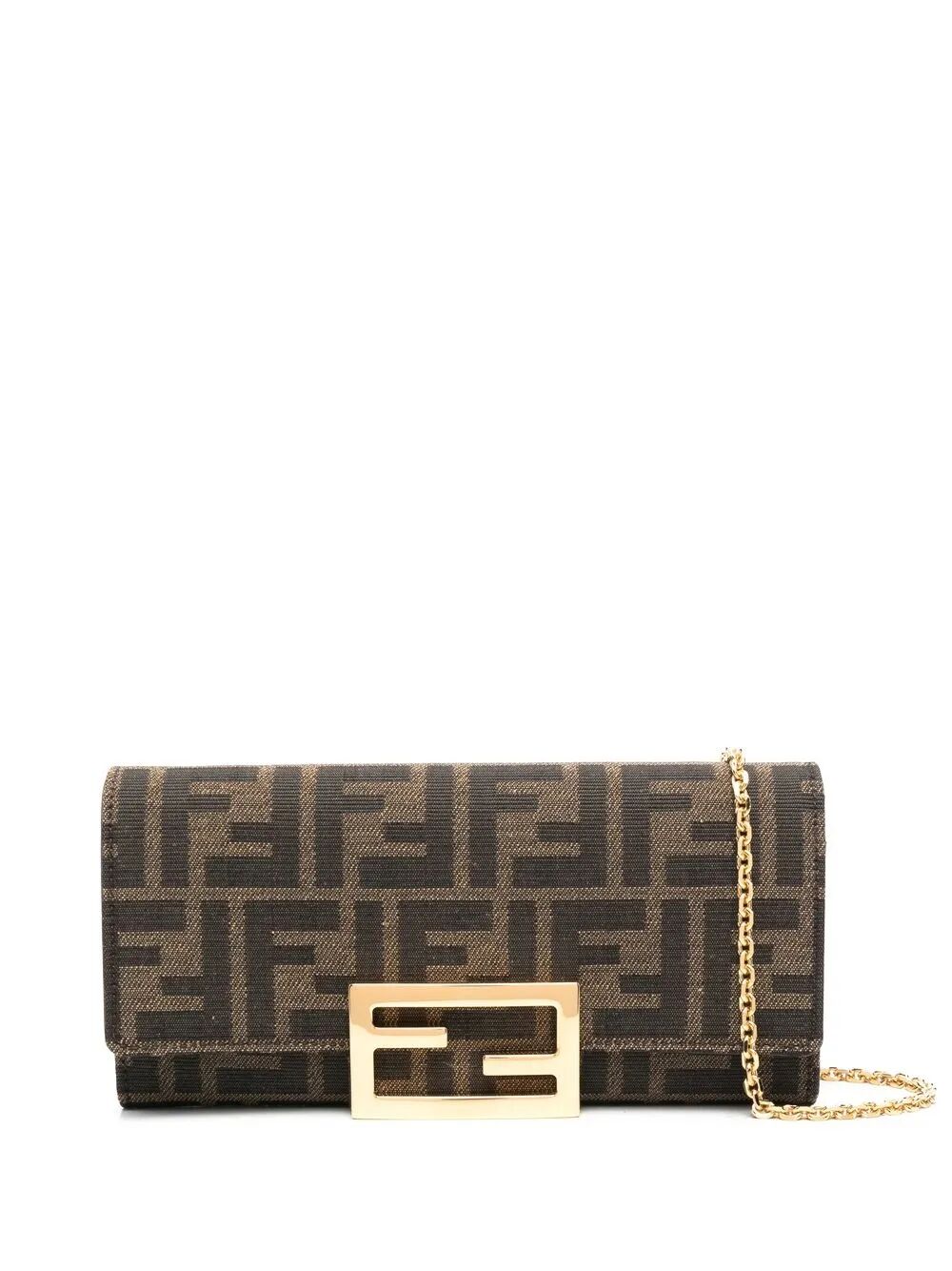 FF-PRINT CANVAS CHAIN WALLET Fendi BROWN UNICA