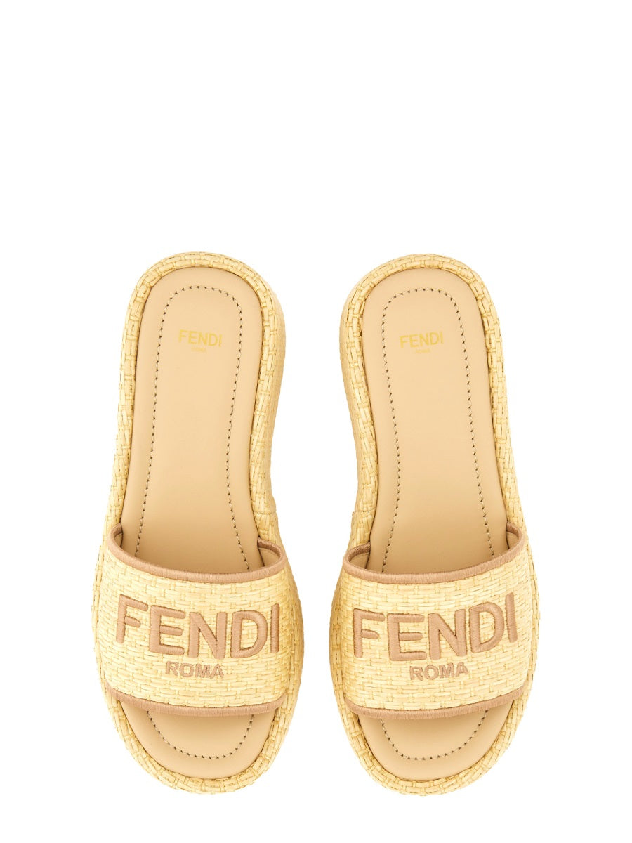 BEIGE COTTON SANDALS Fendi