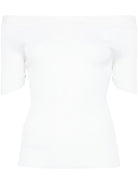 WHITE BOAT NECK TOP Khaite BLANCO XS