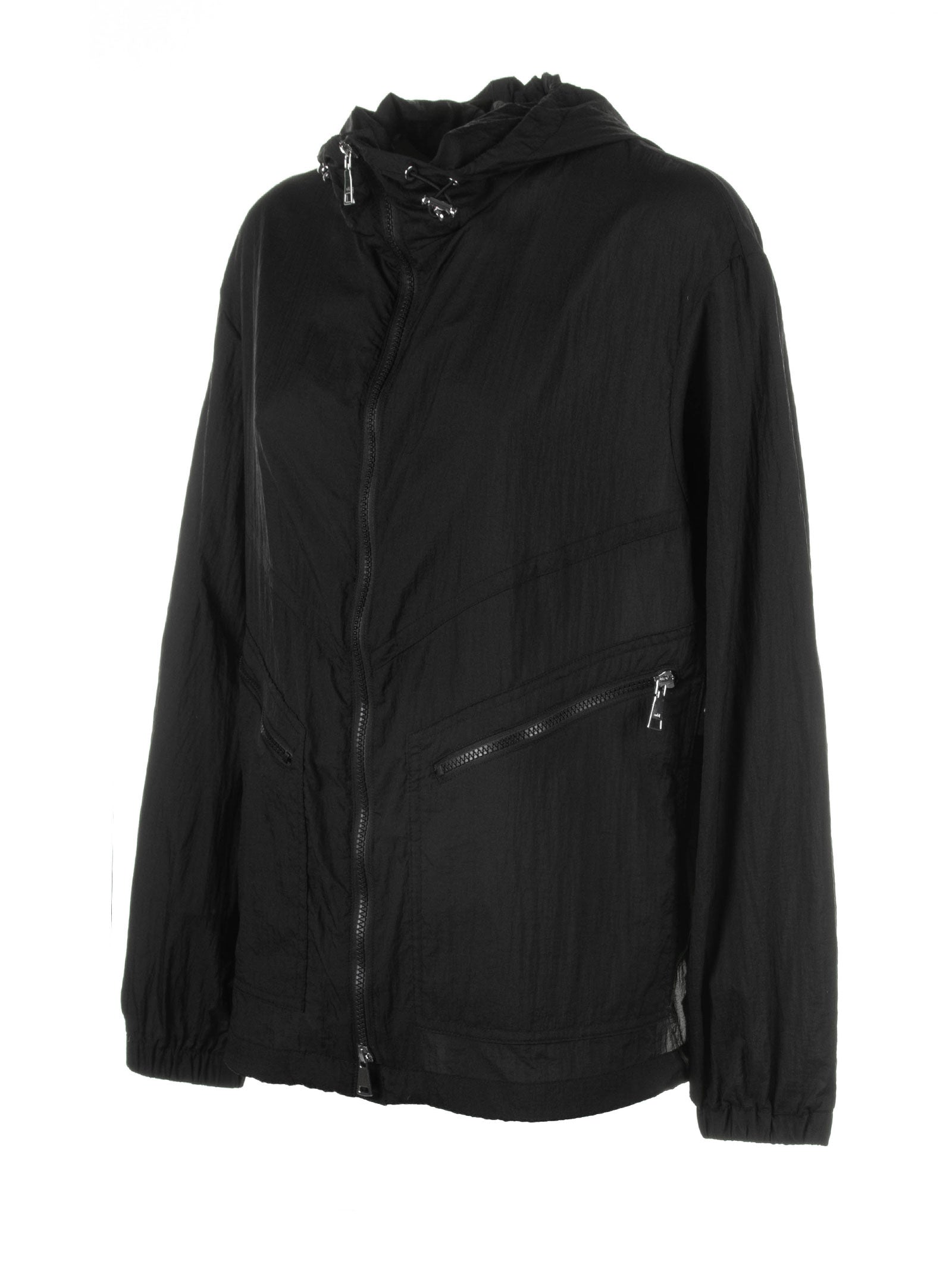 BLACK JACKET WITH ZIP AND HOOD ADD