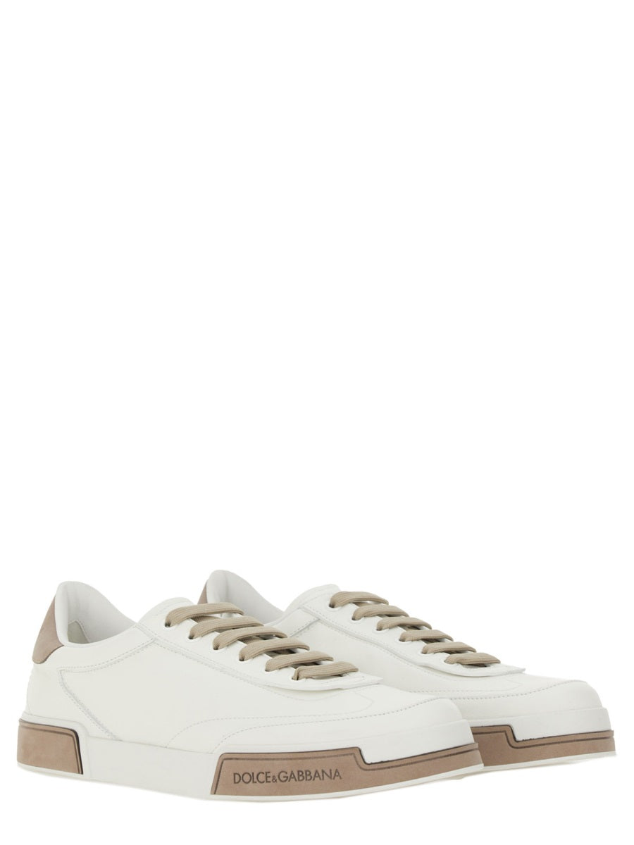 WHITE LEATHER FLAT SHOES Dolce & Gabbana