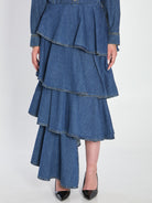 SPIRAL SKIRT IN DENIM Alaia BLUE 36