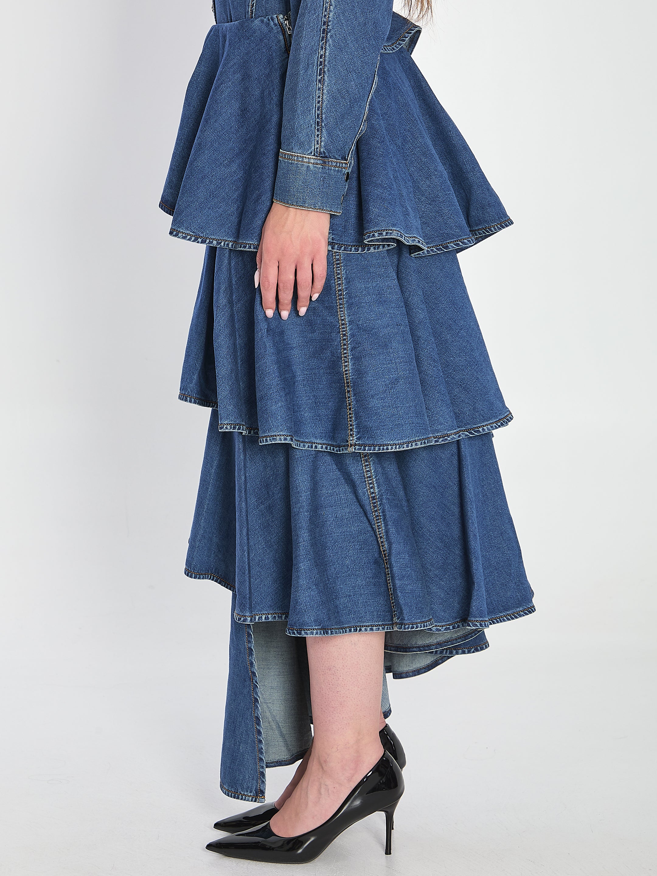SPIRAL SKIRT IN DENIM Alaia