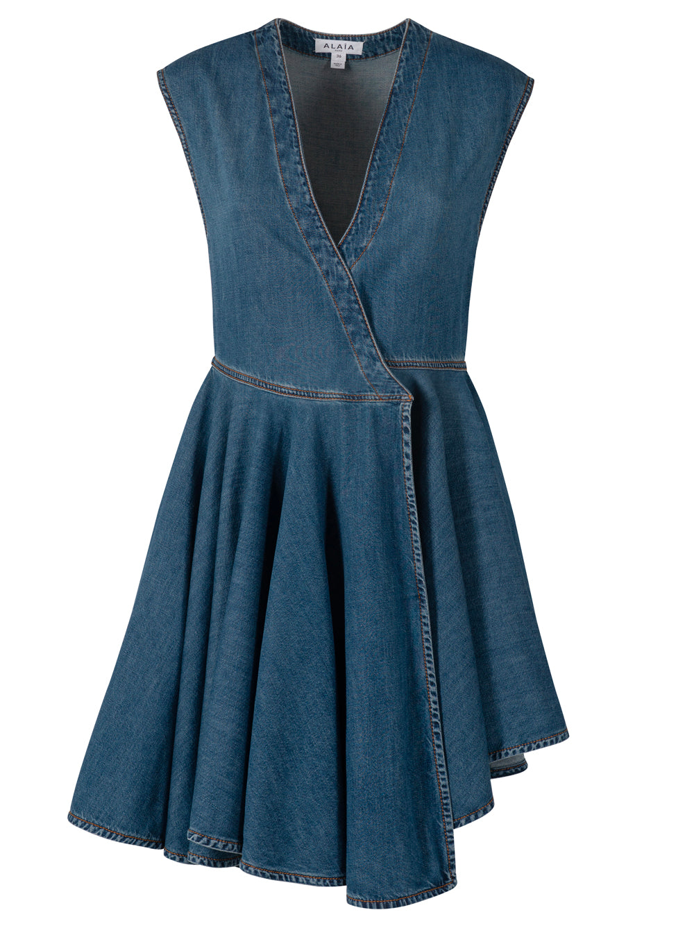 ALAÏA WRAP MINI DRESS Alaia BLUE 36