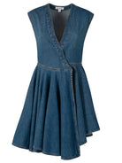 ALAÏA WRAP MINI DRESS Alaia BLUE 36