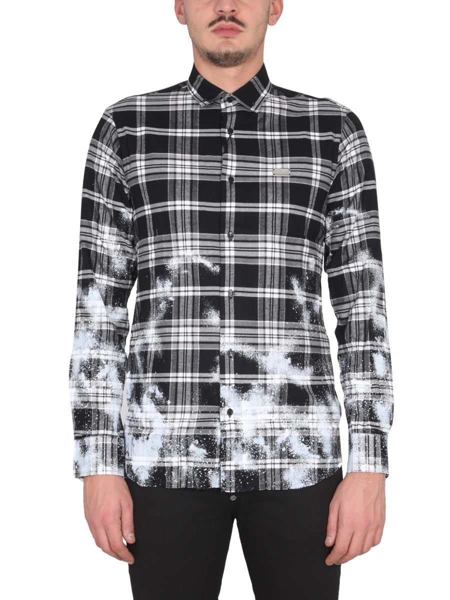 TARTAN PATTERN SHIRT Philipp Plein BLACK S