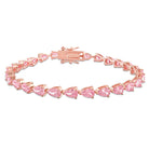 Pink sapphire tennis bracelet in rose-plated sterling silver, front view by Lord & Taylor