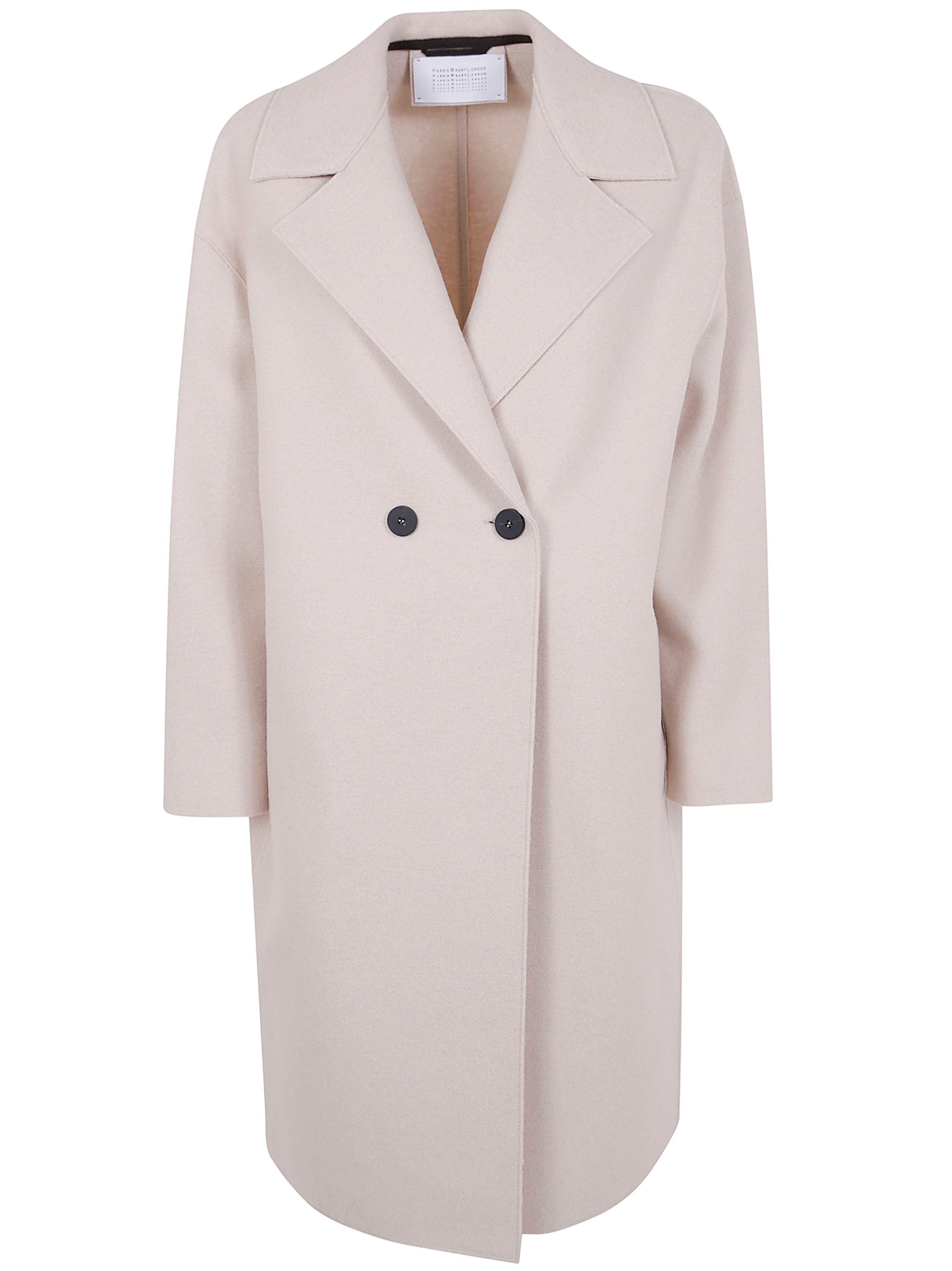 WOMEN DROPPED SHOULDER DOUBLE BREASTED COAT PRESSED WOOL Harris Wharf London NUDE & NEUTRALS 44