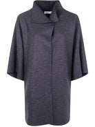 WOMEN KIMONO MANTLE PRESSED WOOL Harris Wharf London GREY 42
