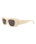 Alexander McQueen recycled acetate sunglasses in cream, side profile view