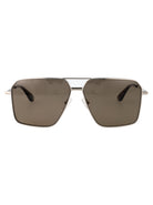 SILVER-SILVER-BROWN METAL SUNGLASSES Alexander McQueen SILVER-SILVER-BROWN 60