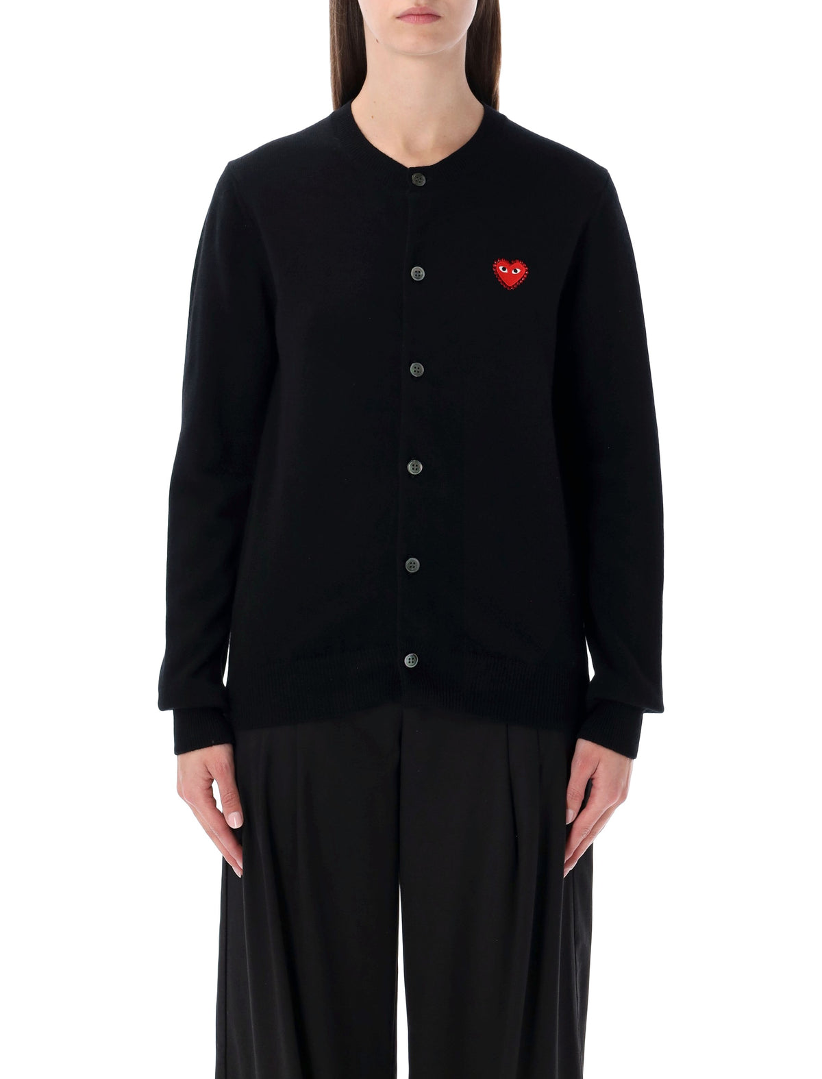 COMME DES GARÇONS PLAY WOOL CARDIGAN WITH RED CRYSTAL HEART – Lord 