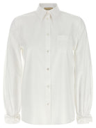 White cotton poplin shirt with VLogo embroidery by Valentino Garavani, front view