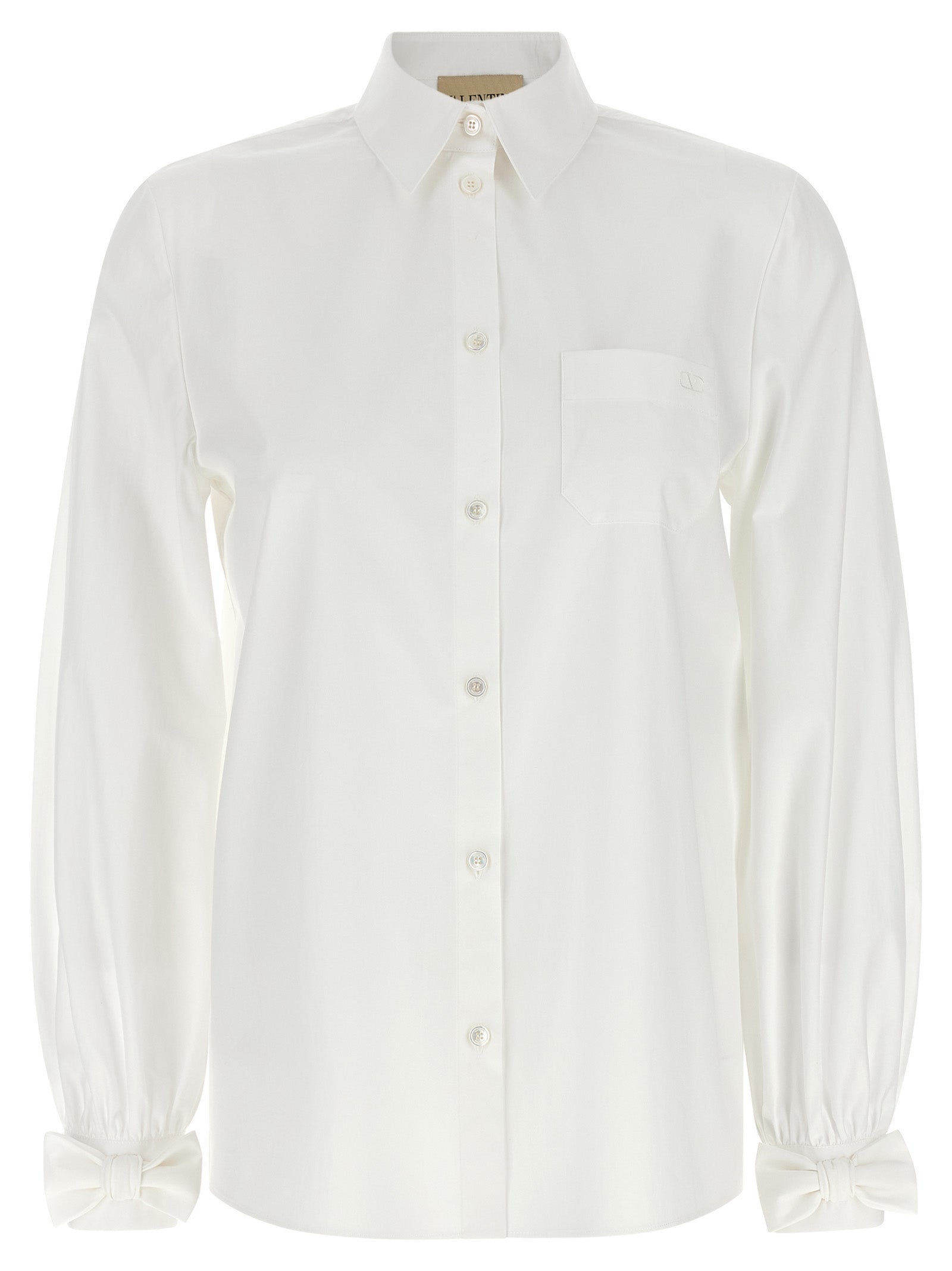 White cotton poplin shirt with VLogo embroidery by Valentino Garavani, front view