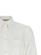 White Valentino Garavani cotton shirt, side view with wide sleeves