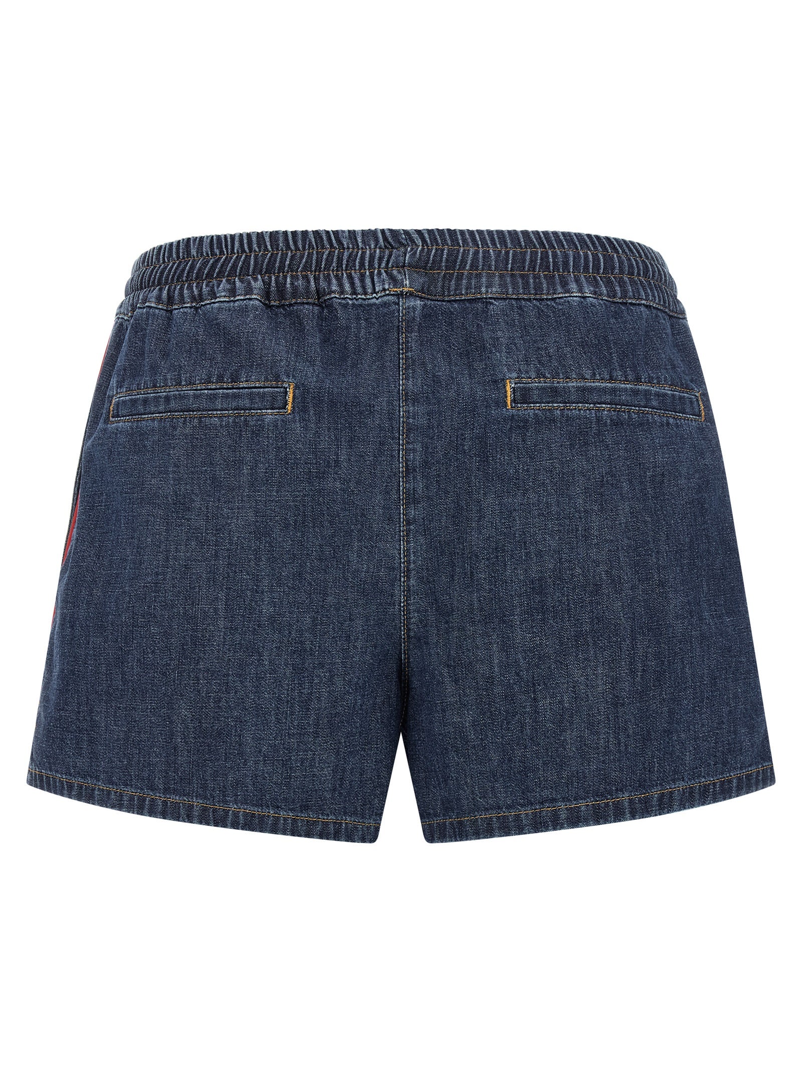 Blue chambray denim shorts with contrast piping, side view by Valentino Garavani