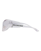 Balenciaga geometric shield sunglasses, angled view of nylon frame