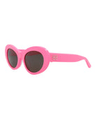 Multicolor Balenciaga round sunglasses with saddle nose bridge, angled view