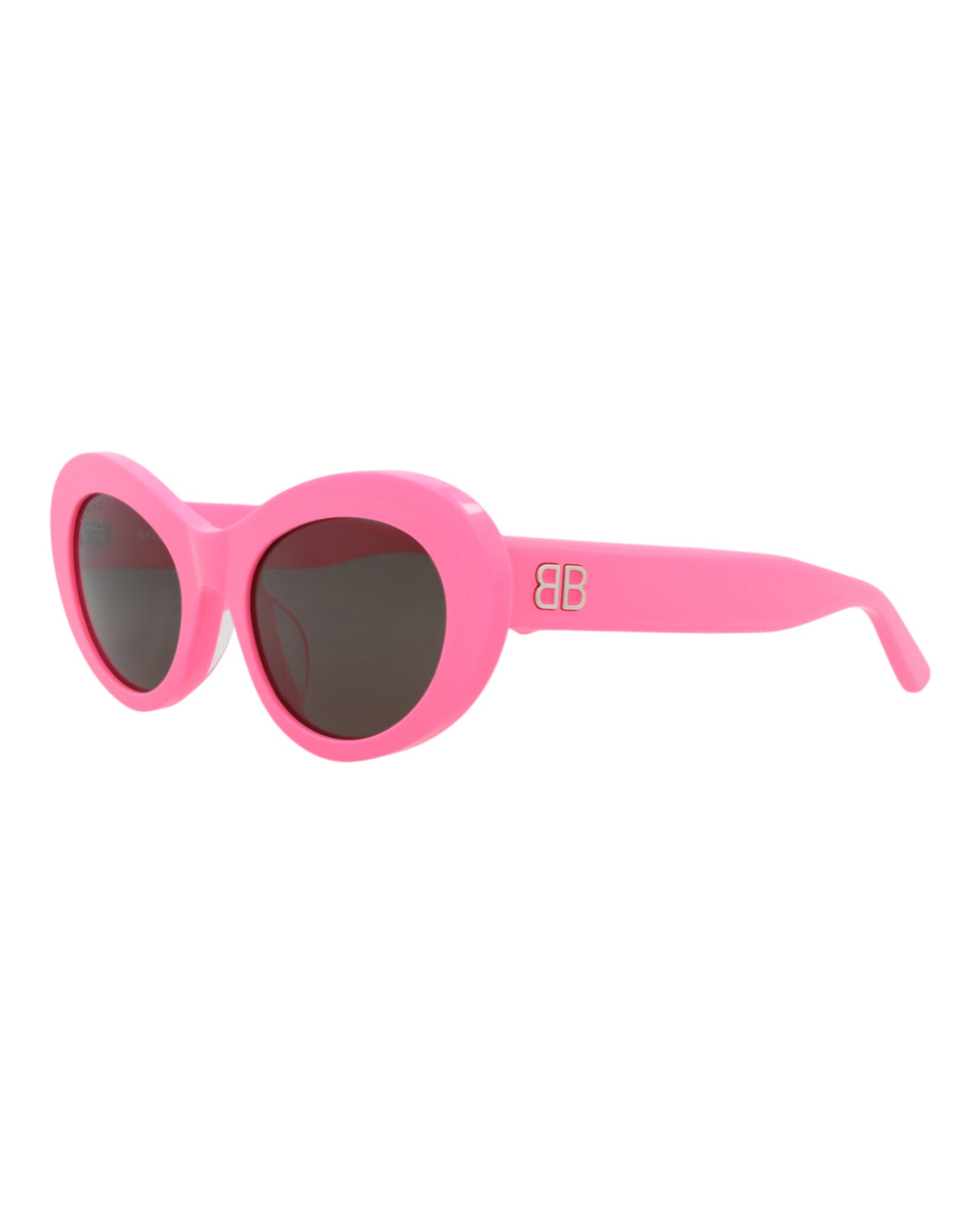 Multicolor Balenciaga round sunglasses with saddle nose bridge, angled view
