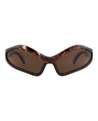 Multicolor Balenciaga geometric shield sunglasses with brown lenses, front view