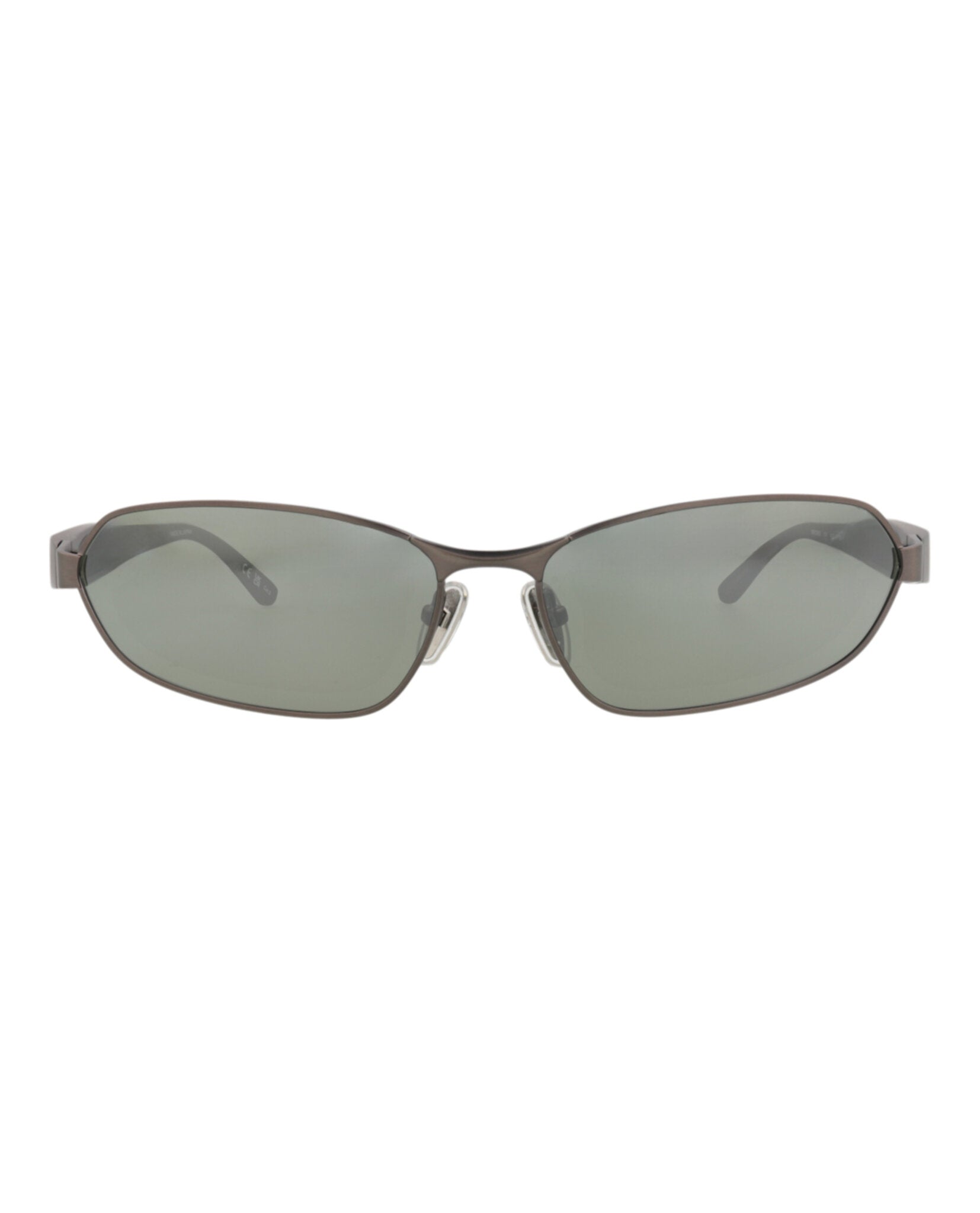 Black square-frame metal sunglasses by Balenciaga, front view
