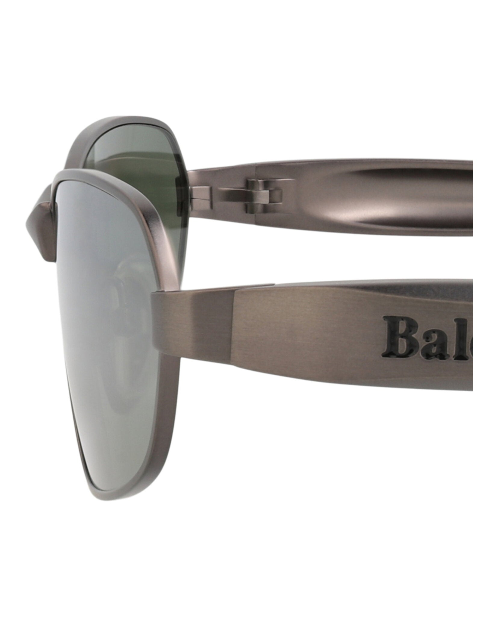Black metal square-frame sunglasses by Balenciaga, angled view