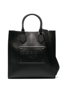 LEATHER SHOPPING BAG WITH LOGO AND SHOULDER STRAP. Dolce & Gabbana BLACK UNI