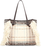 GIANNI CHIARINI MARCELLA SHOPPER BAG IN PLAID-EFFECT FABRIC, MIXED COLORS, MAGNETIC CLOSURE GIANNI CHIARINI