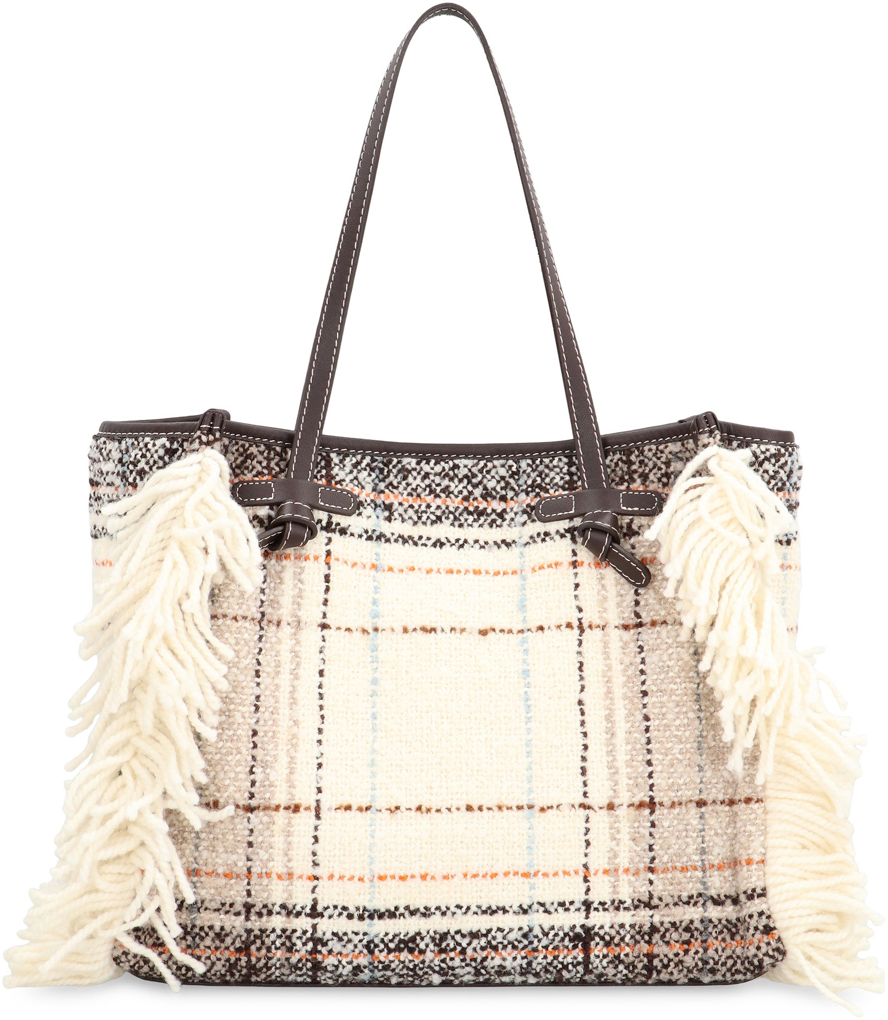 GIANNI CHIARINI MARCELLA SHOPPER BAG IN PLAID-EFFECT FABRIC, MIXED COLORS, MAGNETIC CLOSURE GIANNI CHIARINI