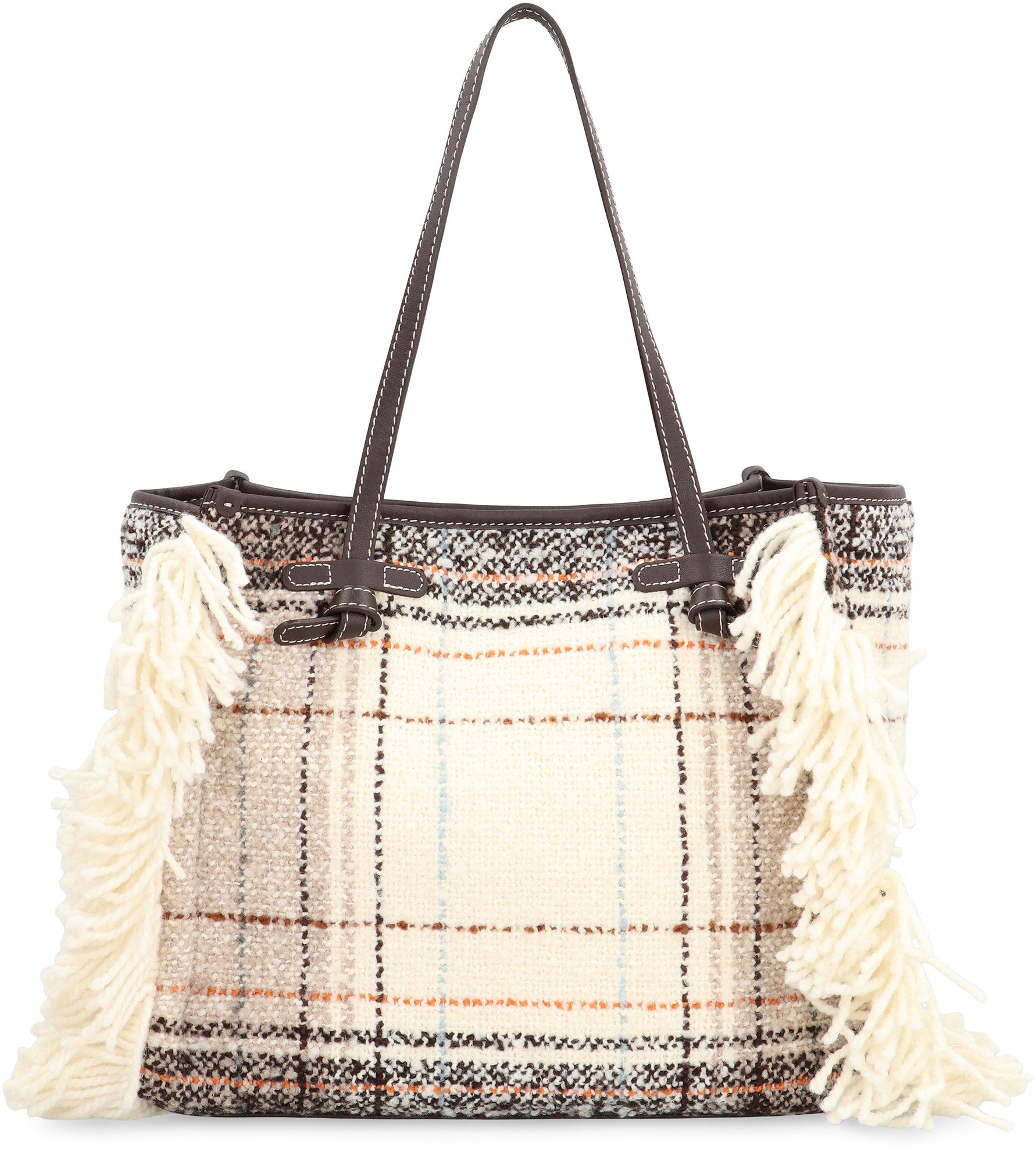 GIANNI CHIARINI MARCELLA SHOPPER BAG IN PLAID-EFFECT FABRIC, MIXED COLORS, MAGNETIC CLOSURE GIANNI CHIARINI