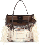 GIANNI CHIARINI MARCELLA SHOPPER BAG IN PLAID-EFFECT FABRIC, MIXED COLORS, MAGNETIC CLOSURE GIANNI CHIARINI