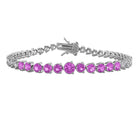 Pink created sapphire tennis bracelet in sterling silver, front view by Lord & Taylor