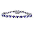 Blue heart-cut created sapphire tennis bracelet in sterling silver by Lord & Taylor, front view