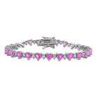 Pink heart-cut created sapphire tennis bracelet in sterling silver by Lord & Taylor, front view