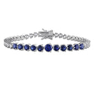 Blue created sapphire tennis bracelet in sterling silver, front view by Lord & Taylor
