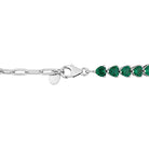 Created emerald tennis bracelet showing lobster claw clasp detail by Lord & Taylor