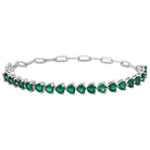 Green created emerald tennis bracelet in sterling silver, front view by Lord & Taylor