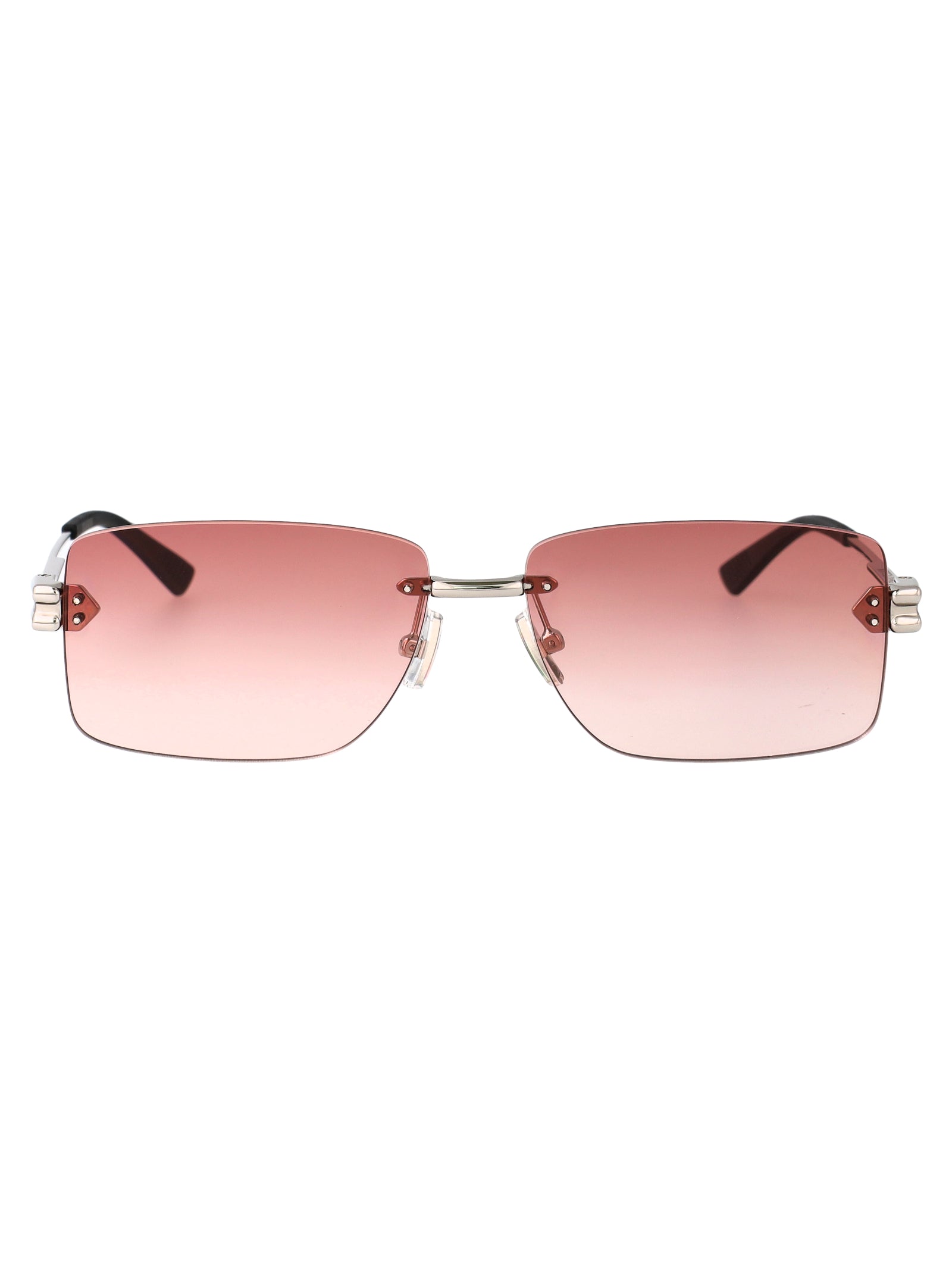 METALLIC SILVER SUNGLASSES Bottega Veneta SILVER-SILVER-RED 58