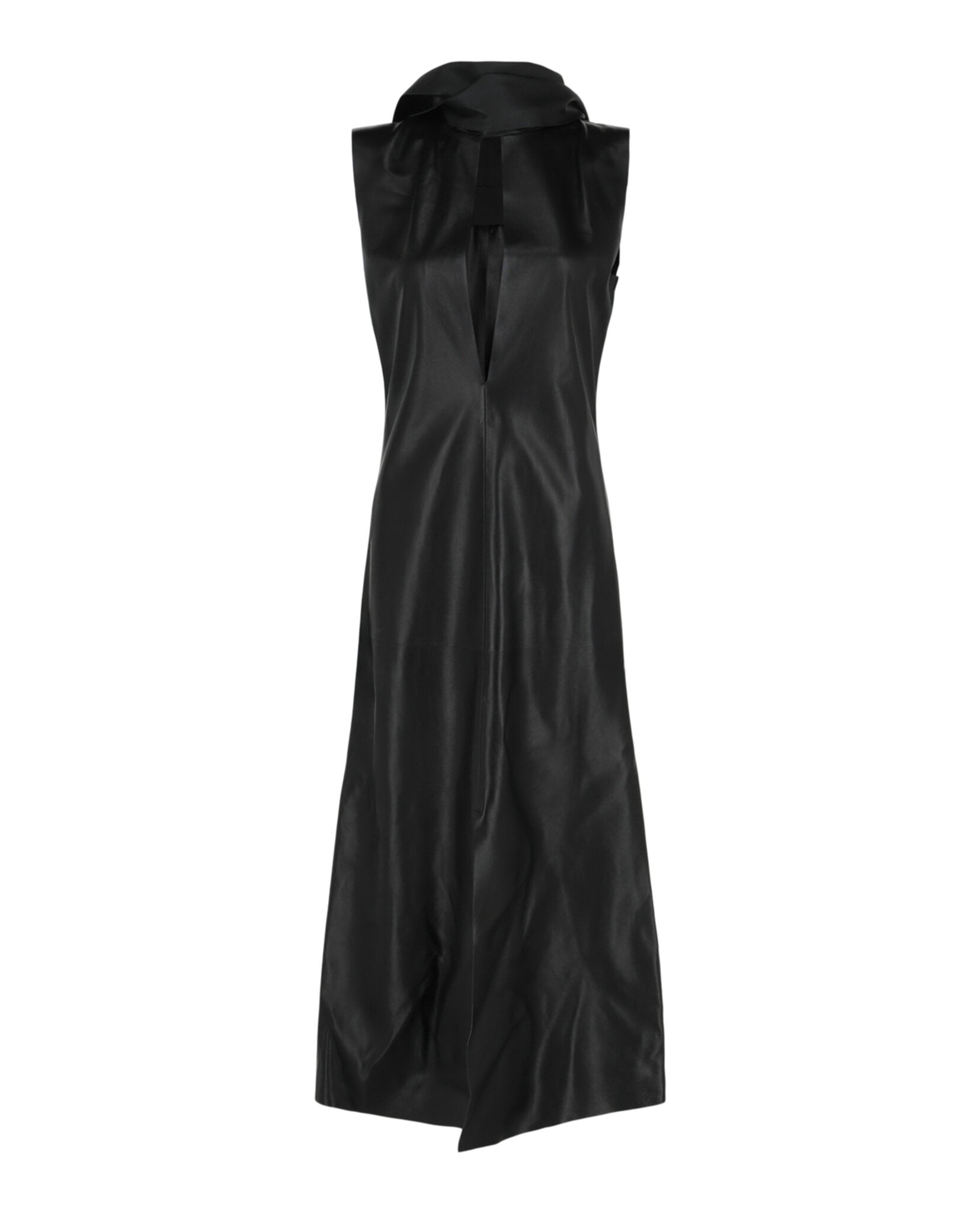 Givenchy Lavalliere Leather Midi Dress - Black - 42