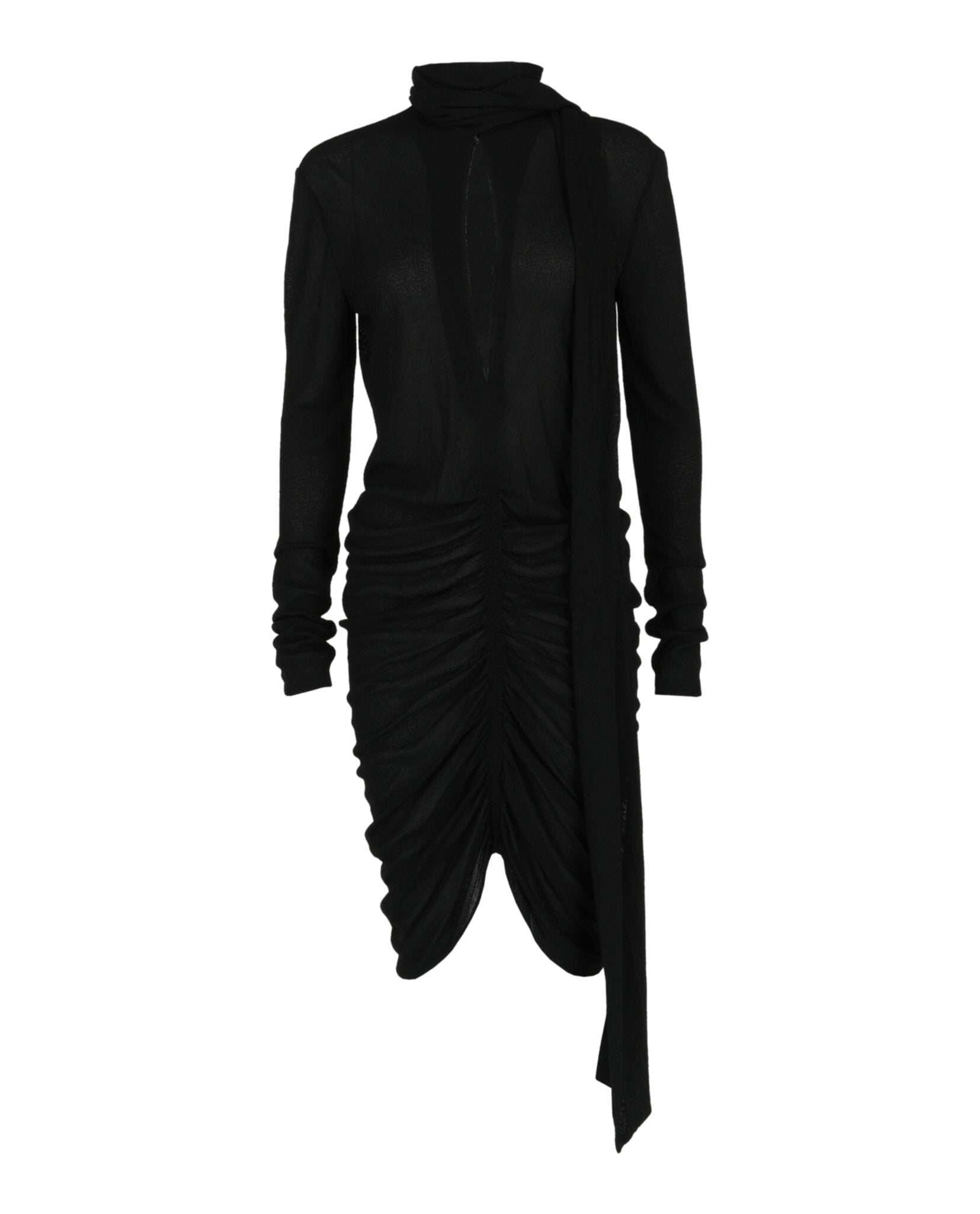 macy's women's semi formal dresses Givenchy Ruched Scarf Stretch-Crepe Dress - Black