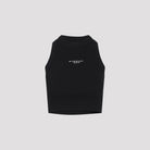 Black Givenchy crop top with crew neckline, back view