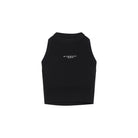 Black Givenchy sleeveless crop top with logo, front view