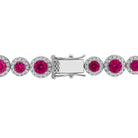 Sterling silver tennis bracelet with ruby and white sapphire, box clasp detail by Lord & Taylor