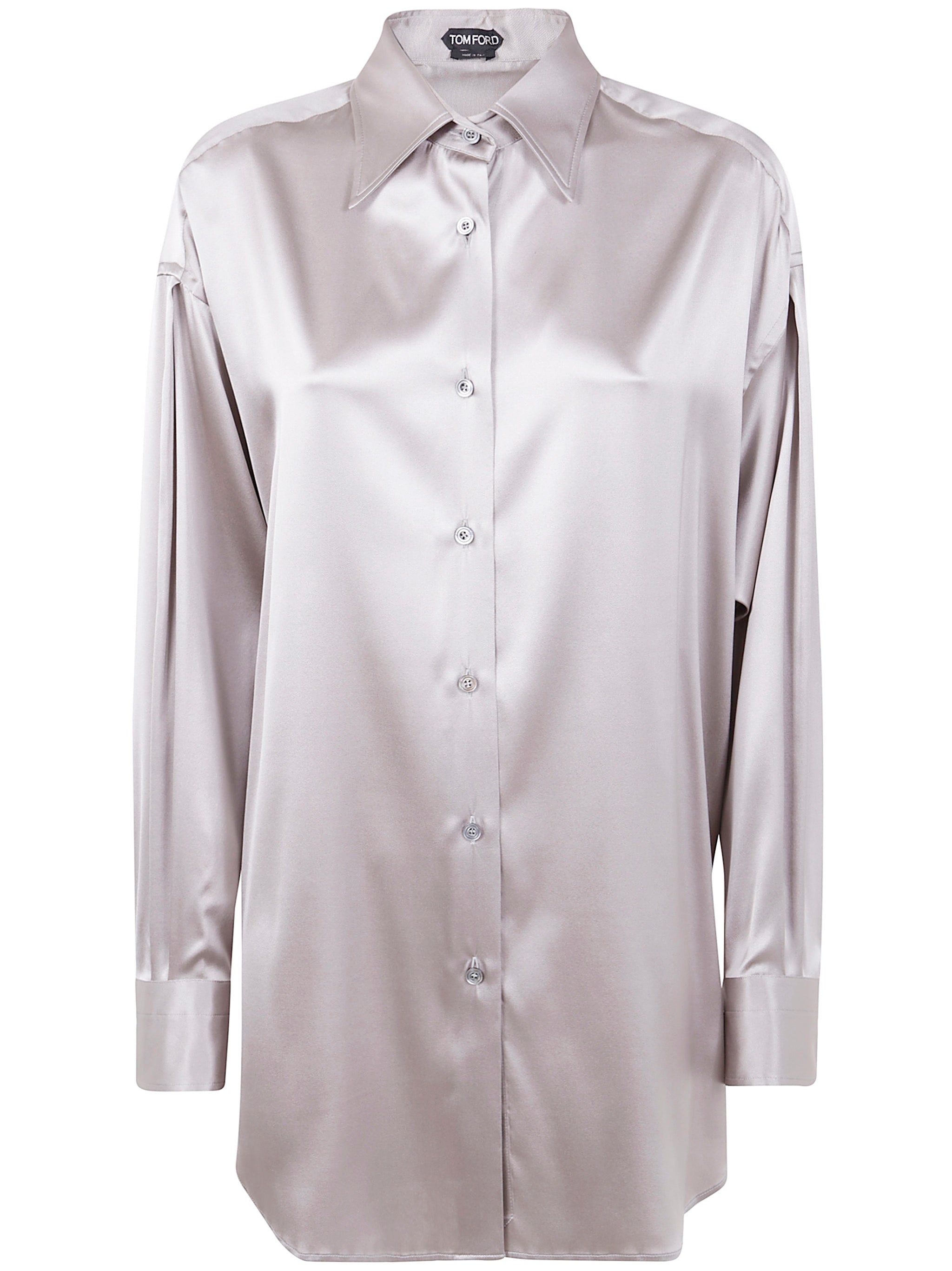 STRETCH SILK SATIN RELAXED FIT SHIRT Tom Ford GREY 44