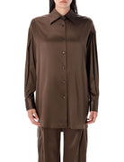 STRETCH SILK SATIN RELAXED FIT SHIRT Tom Ford CHOCOLATE 38