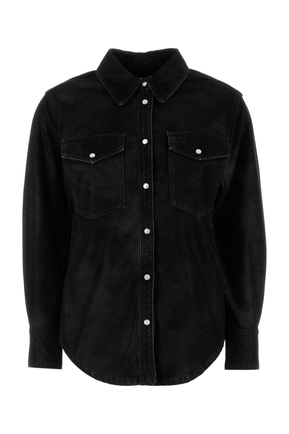 BLACK SYNTHETIC LEATHER KARIMA SHIRT Isabel Marant Etoile BLACK 34F