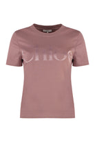 COTTON CREW-NECK T-SHIRT Chloé Pink XS