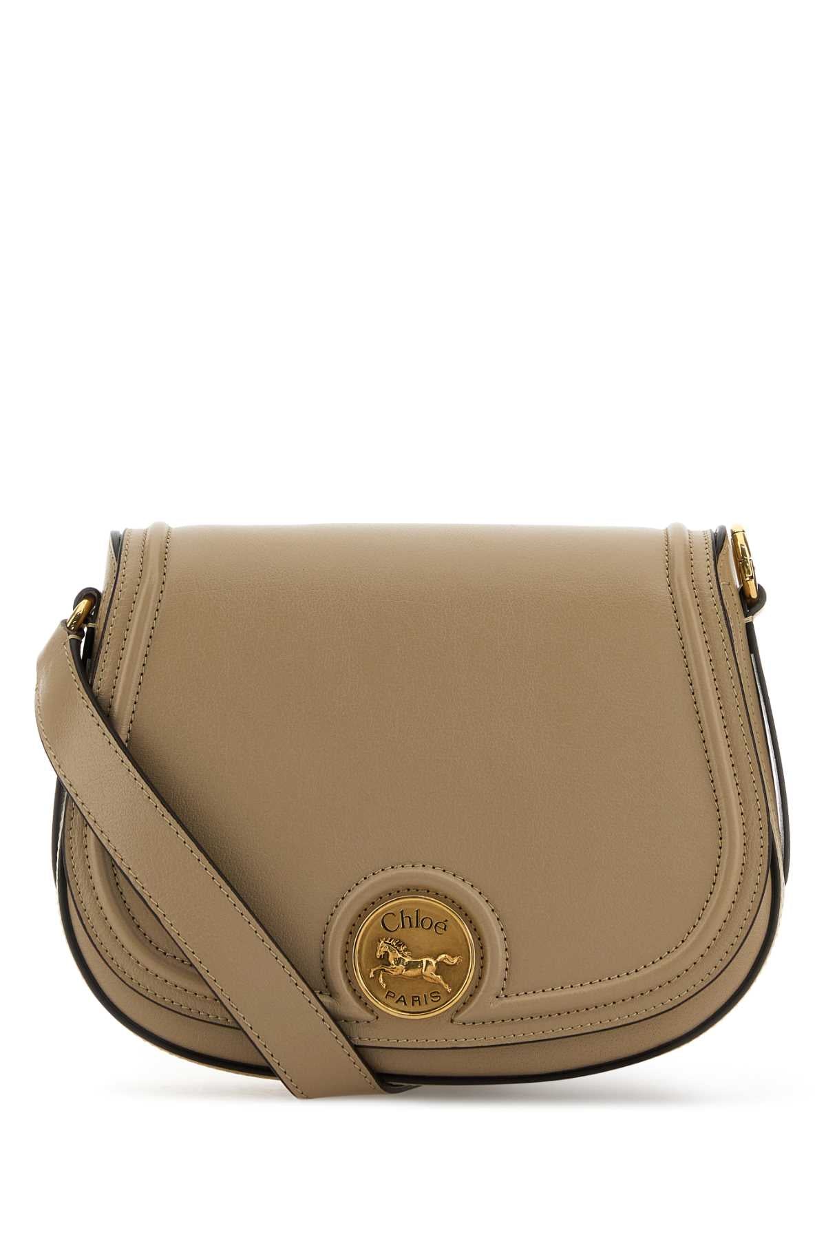 CAPPUCCINO LEATHER HORSE MEDAL CROSSBODY BAG Chloé BEIGE O TAN TU