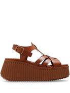 NAMA WEDGE SANDALS Chloé LEATHER BROWN 37