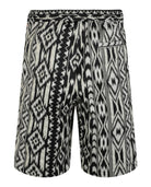 Black Marcelo Burlon Folk Jacquard shorts showing embroidered cross detail, side view